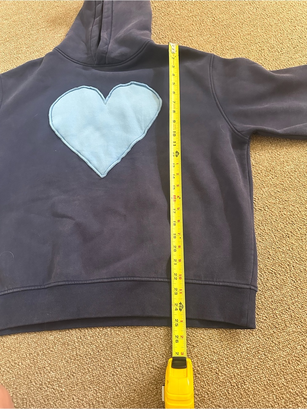 Navy Hoodie with Light Blue Heart Patch - Picture 5 of 5